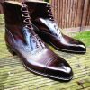Handmade Men Two Tone Wingtip Cap Toe Boots Leather Boot