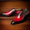 Handmade Brogue Style Shoes, Lace Up Red Dress Shoes, Real Leather Shoes.