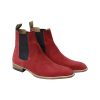 Handmade Men’s Chelsea Boots Men Fashion Red Ankle High Suede Leather Boot