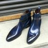 New Handmade Blue Shaded Leather Ankle High Boots for Men’s