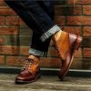 New Handmade Brown Leather & Tan Suede Lace Up Ankle Boots For Men’s