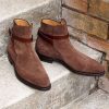 New Handmade Men’s Brown Suede Jodhpurs Ankle Boots