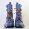 New Handmade Men’s Blue Leather Ankle High Boots