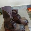 Handmade Brown Color Genuine Leather High Ankle Boots