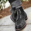 Magnificent Black Color Split Toe Suede Leather Men’s High Ankle Lace Up Boots