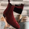 Handmade Chelsea Red Color Ankle High Leather Boot for Men