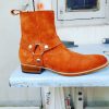 Leather Locker Handmade Tan Color Suede Fashion Ankle Style Boot