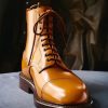 New Handmade Men’s Brown Leather Cap Toe Boots