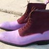 New Handmade Purple Suede Leather Ankle High Dress Boot