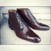 Handmade Dark Brown Leather Dress Boots For Men’s, Men Brown Ankle Boots