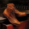 Handmade Men Wingtip Tan Color Ankle Casual Boots