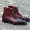 Handmade Men’s Burgundy Leather Dress Lace Up Ankle High Boot