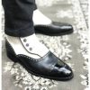 New Handmade Pure Black Leather & White Suede Button Boots for Men’s