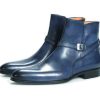 New Handmade Men’s Jodhpurs Blue Leather Ankle Boots