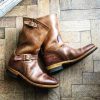 New Brown Retro Buckle Design Ankle Boot