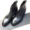 New Handmade Black Calf Ankle High Boot For Men