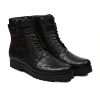 MEN’S BLACK FASHION QUILTED / CALF-SKIN LEATHER LACE UP COMBAT BOOT