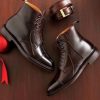 Handmade Mens Brown Ankle Boots, Mens Classic Formal Genuine Leather Boots