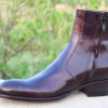 New Handmade Men’s Fashion Brown Patent Glassy Leather Boots