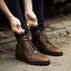 New Handmade Pure Dark Tan Shaded Leather Ankle Boots for Men’s