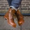 Handmade Men’s Brown Lace Up Combat Ankle Boots