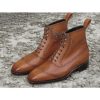 Handmade Mens Tan Leather Wing Tip Dress Lace up Ankle High Boots