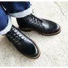 New Pure Handmade Black Genuine Leather Lace up Ankle Boots for Men’s