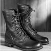 Handmade Men Black Combat Military Style Leather Army Boot