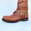 Handmade Men Brown Military Style Climber Long Ankle High Strap Boots