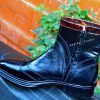 Handmade Mens Black Leather Stylish Ankle High Side Zipper Dress Boot