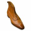 Men’s Brown Wing Tip Lace Up Formal Leather High Ankle Handmade Dress Boots