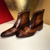 Handmade Men Brown Lace up Leather Ankle High Casual Boots