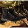 Handmade Men Black Lace Up Suede Leather Fashion Casual Boots