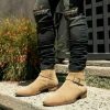 Handmade Men’s Beige Suede Jodhpurs Ankle High Monk Strap Boots