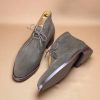 Handmade Men’s Gray Chukka Suede Ankle High Dress Boots