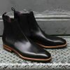 Handmade Men Black Chelsea Boots, Men Ankle Boots, Men Leather Boots