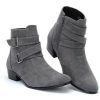 Suede Leather Gray Pointed Toe High Ankle Men Rounded Buckle Straps Jodhpur Boot