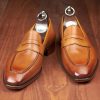 New Handmade Brown Leather Loafers Moccasin Formal Dress Shoes