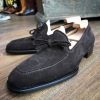 Handmade Men Dark Brown Suede Leather Tassel Loafers Dress Shoes