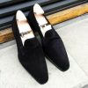 Handmade Men Black Suede Leather Loafers Moccasins Slip On Formal Dress Shoes