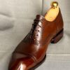 Handmade Brown Leather Oxford Cap Toe Dress Lace Up Shoes