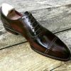 Handmade Men’s Genuine Brown Leather Oxford Cap Toe Lace up Dress Formal Shoes