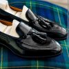 Handmade Men’s Black Calf Leather Tassel Loafers Dress Shoes