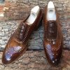 Handmade Men Full Brogue Brown Wingtip Dress Oxford Shoes