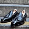 Mens Tassel Loafer Shoes in Black Leather